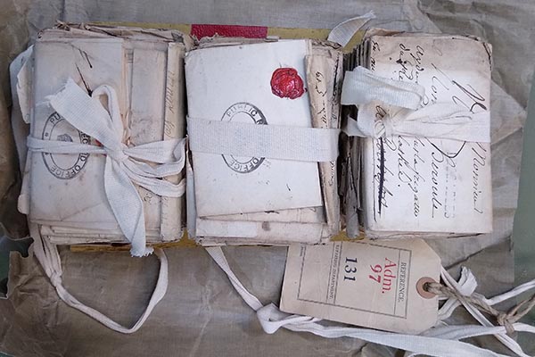 The love letters, before they were opened and read by Renaud Morieux at Kew, The National Archives.