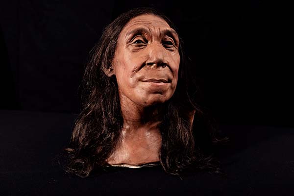 Recreated Neanderthal head, based on 3D scans of the Shanidar Z skull.