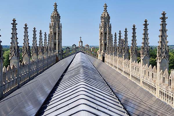 Photovoltaic panels on the roof of King's College Chapel.