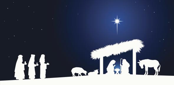 Nativity scene with the Star of Bethlehem