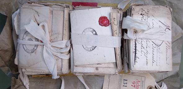 The letters before they were opened and read by Renaud Morieux at The National Archives, Kew