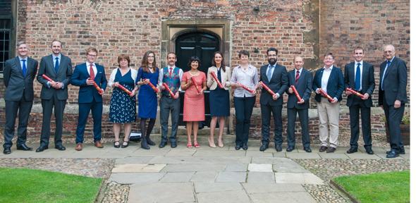 The 2016 Pilkington Prize Winners with the Vice-Chancellor, Professor Sir Leszek Borysiewicz (far right); and the Pro-Vice-Chancellor for Education, Professor Graham Virgo (far left).