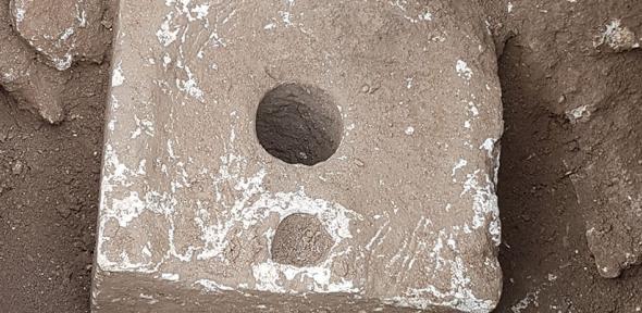 The toilet seat from the estate at Armon ha-Natziv. The site, excavated in 2019, probably dates from the days of King Manasseh, a client king for the Assyrians who ruled for fifty years in the mid-7th century.