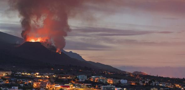 Volcano erupting near El Paso, La Palma, Spain