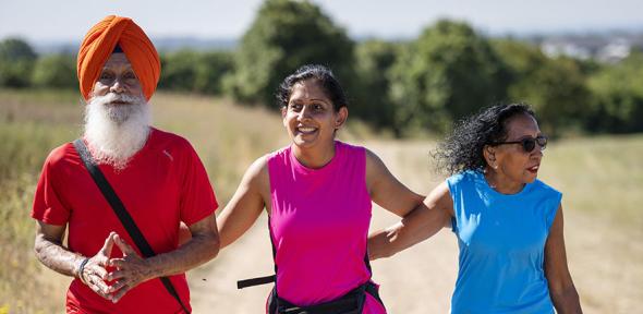 Family exercising outdoors