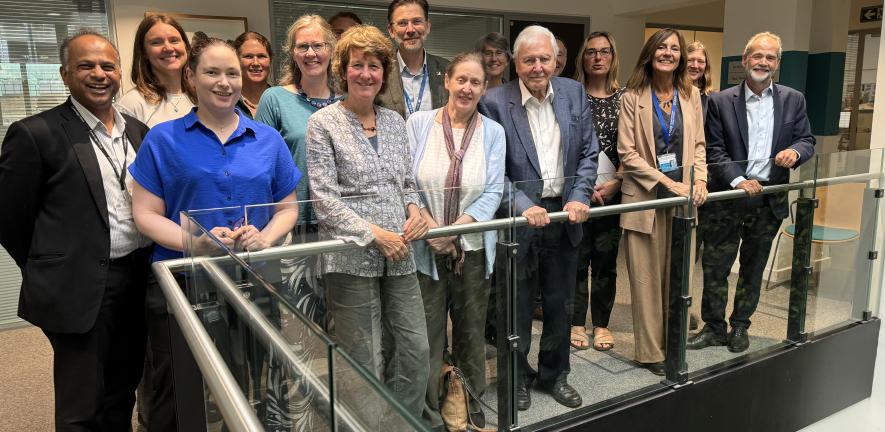 Photo of Sir David Attenborough on a visit to Cambridge Conservation Research Initiative 