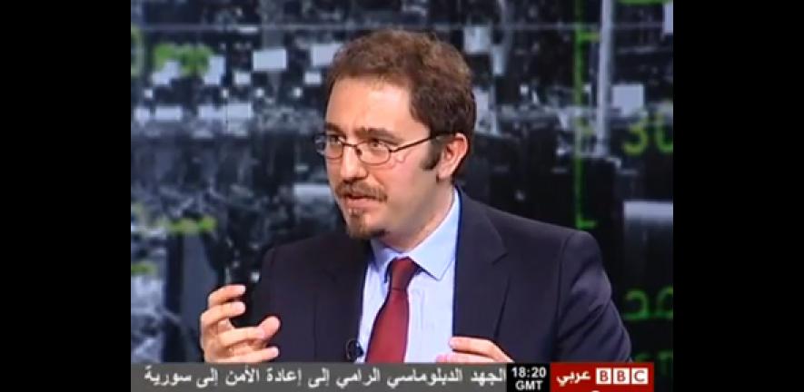 Talal Al-Mayhani discusses the Syrian crisis in an interview in "The World this Evening", a programme by BBC Arabic