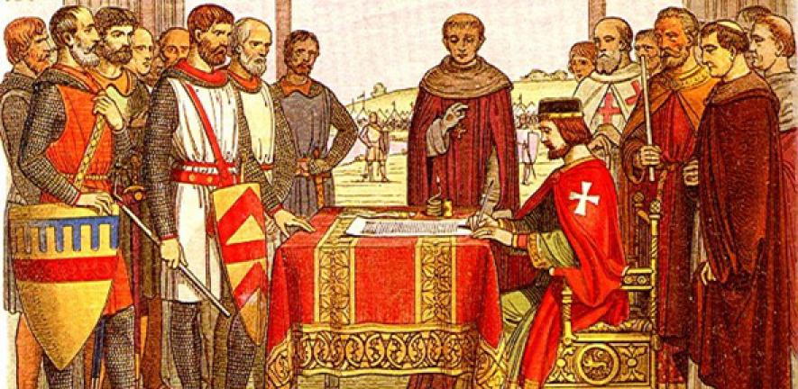 19th-century recreation of King John signing the Magna Carta