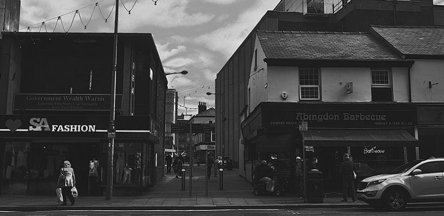 Abingdon street in central Blackpool, the English town with the highest rate of hospital admissions for self-harm.