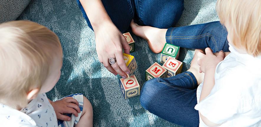 Children playing with a parent 