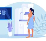 Illustration of a woman getting a breast screening test