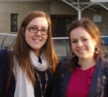 Ellen and Katie outside Craigmount High School Edinburgh