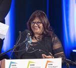 2018 winner Ingrid Persaud accepts her award at the West Road ceremony earlier this year.