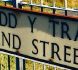 Bilingual street name sign in Bangor, North Wales