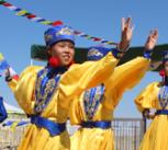 Dancing at the opening of a stupa in Shatta village