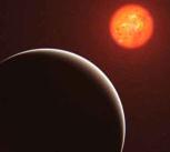 Artist’s impression of a super-Earth exoplanet orbiting its nearby star