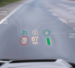 Head-Up Display (HUD) projects key driving information onto a small area of the windscreen.