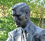 The Searcher, a statue of CS Lewis by sculptor, Ross Wilson, at Holywood Arches Library in Belfast