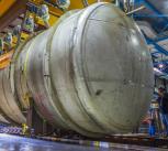 Teams prepare to move the MicroBooNE cryostat from DZero to the Liquid Argon Test Facility (LArTF).