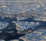 The marginal ice zone – the region between solid ice and open water 