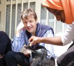 James Wood enjoying amazing freshly roasted Ethiopian coffee in a traditional coffee house in Sebeta, during a field trip prior to the COVID-19 pandemic