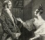 Engraving of scene from Pride and Prejudice