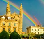 Rainbow over Cambridge Colleges.