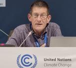 Image of Dr Shaun Fitzgerald speaking at COP29