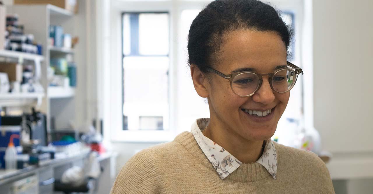 Dr Nicola Patron in her office at Plant Sciences, University of Cambridge