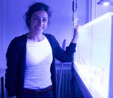 Duygu Sevilgen in her lab