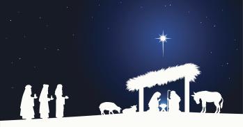 Nativity scene with the Star of Bethlehem