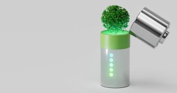 Digital image depicting a green battery