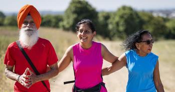 Family exercising outdoors