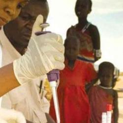 Trachoma testing in a Masai tribe community