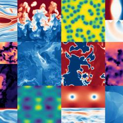 A mosaic of simulations included in the Well collection of datasets