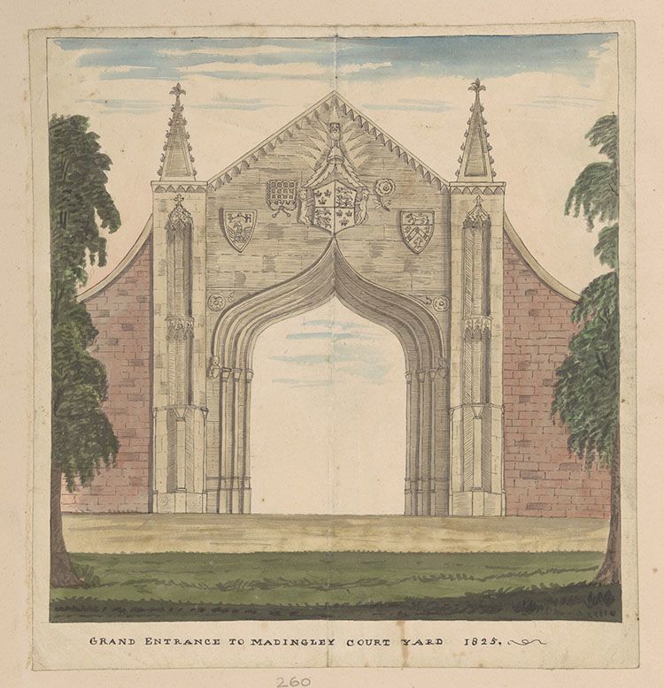 Drawing of the gateway at Madingley Hall