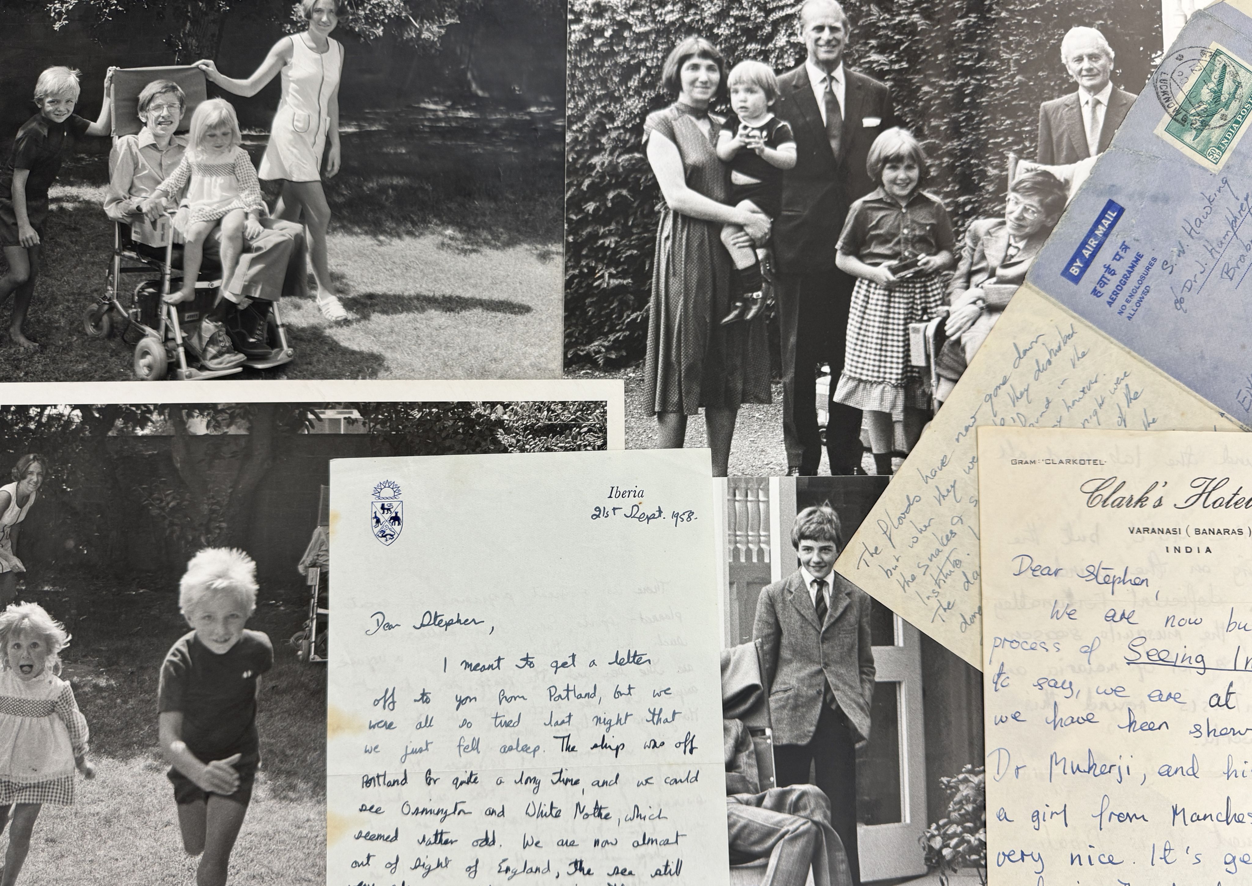 Family photos and letters from the Hawking Archive at Cambridge University Library