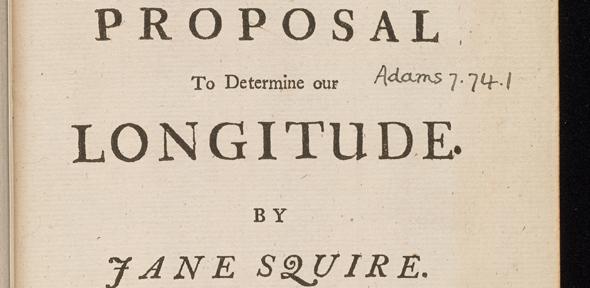 Title page of Jane Squire's proposal for determining longitude 