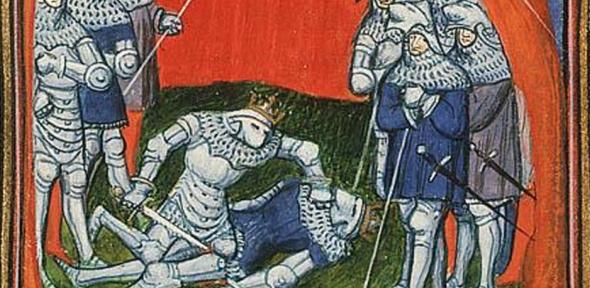 Enrique of Transtamare kills his half-brother Pedro I, king of Leon and Castile