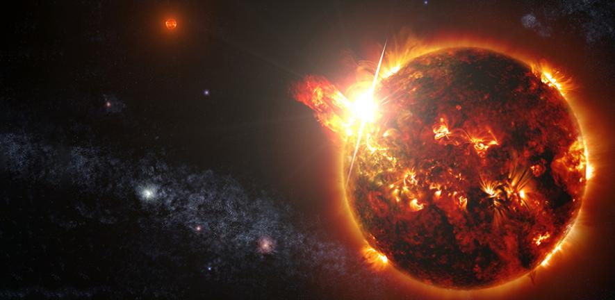 A red dwarf star unleashes a series of powerful flares.