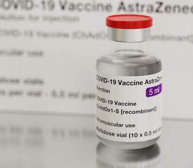 Vial of the AstraZeneca COVID-19 vaccine.