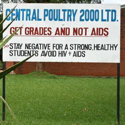 Sign reading "Get Grades Not AIDs"