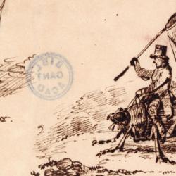 Caricature of Darwin riding on a beetle by Albert Way