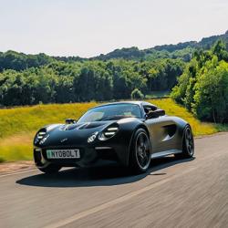 Electric sportscar on a country road