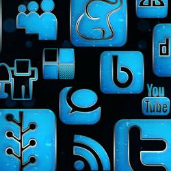 154 Blue Chrome Rain Social Media Icons